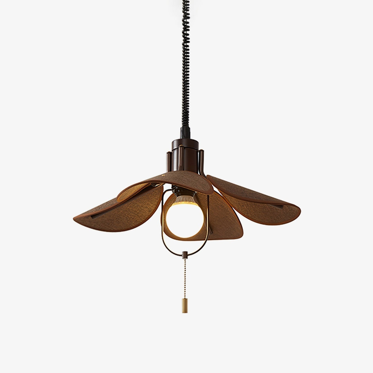Utalion Traditional Petal Bloom Wood Fabric Pendant Light