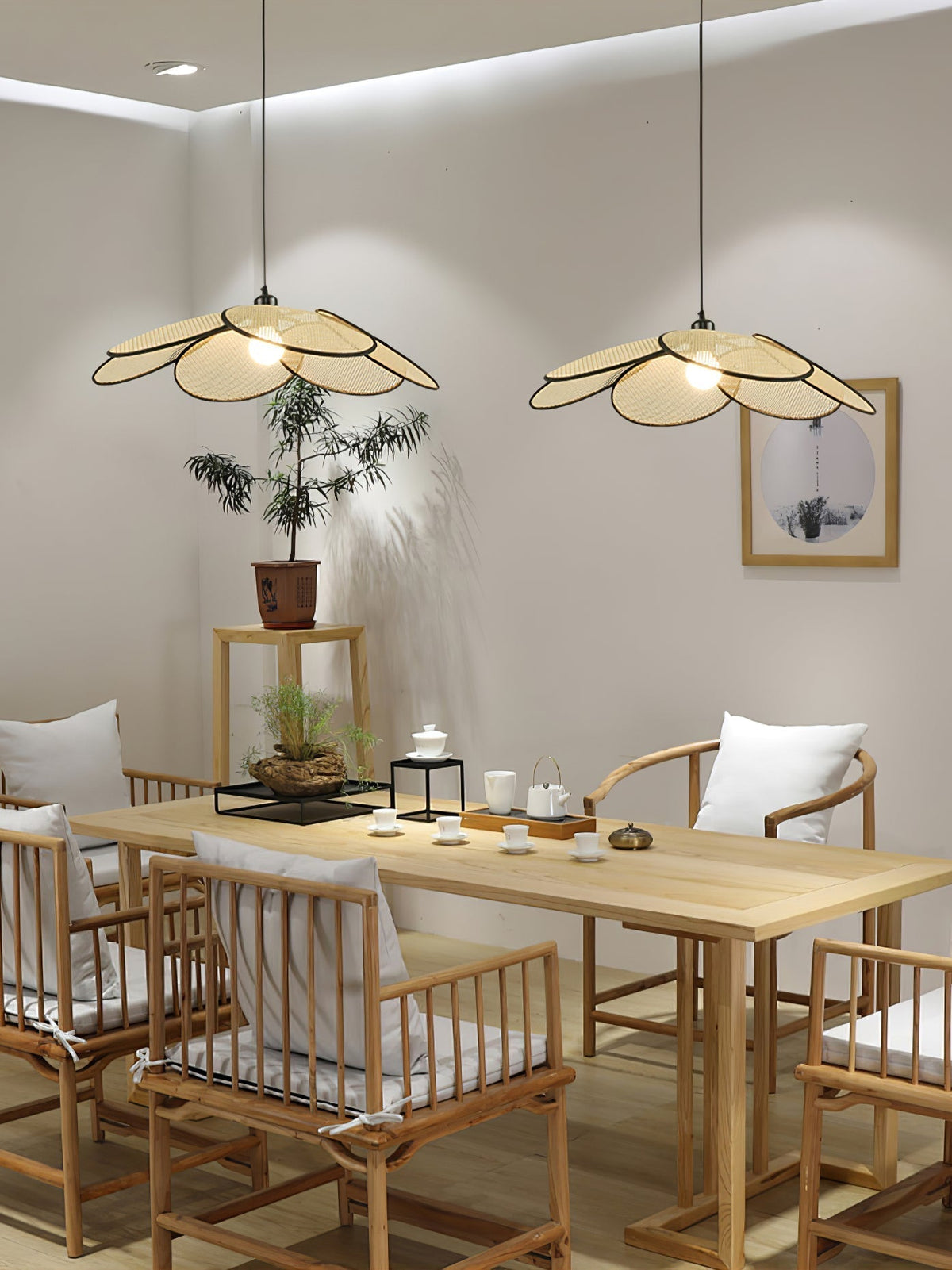 Vemarora Premium Elegance Petals Rattan Fabric Pendant Lamp
