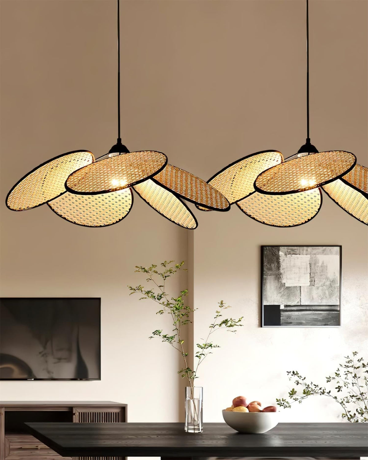 Vemarora Premium Elegance Petals Rattan Fabric Pendant Lamp