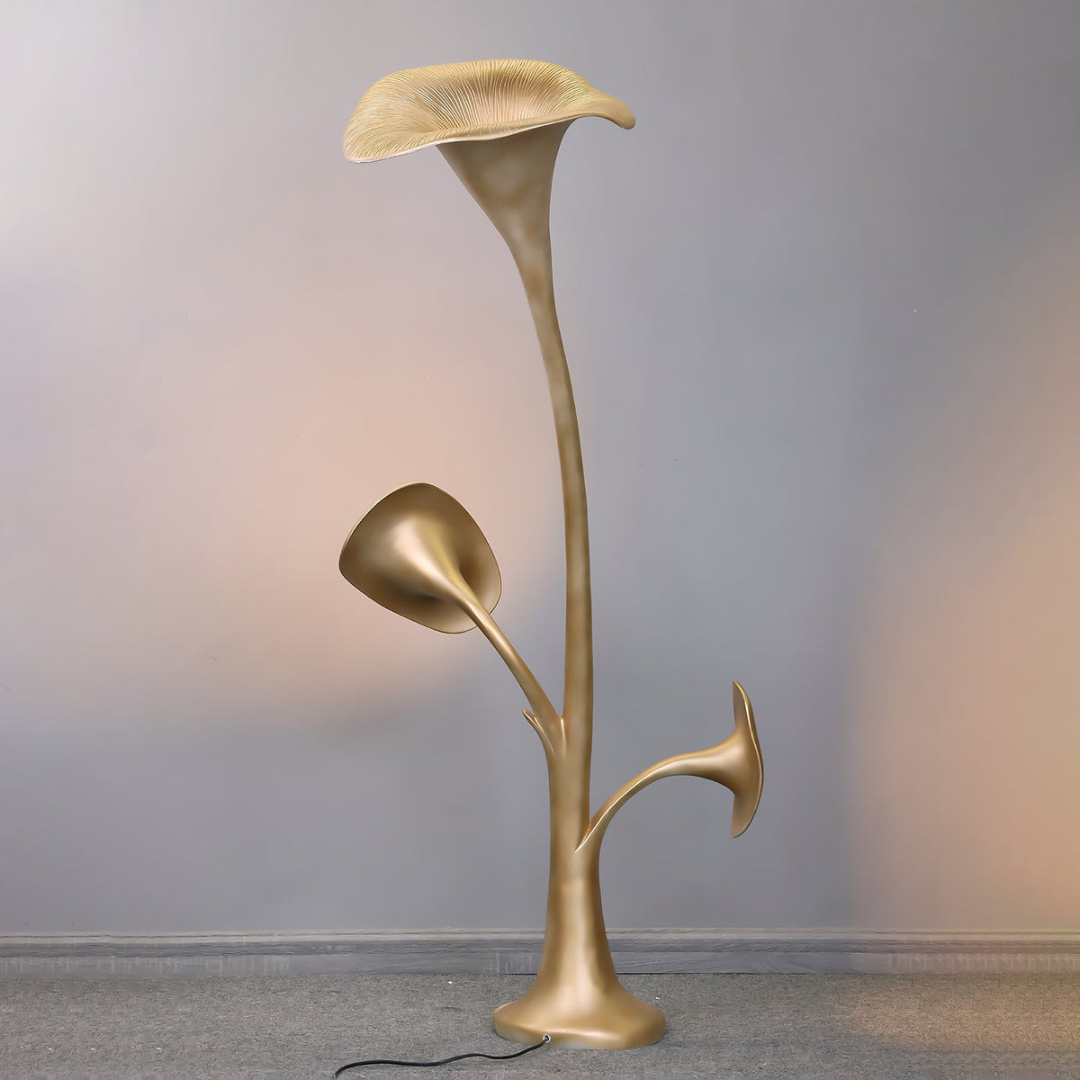 Esole Floral Brass Floor Lamp