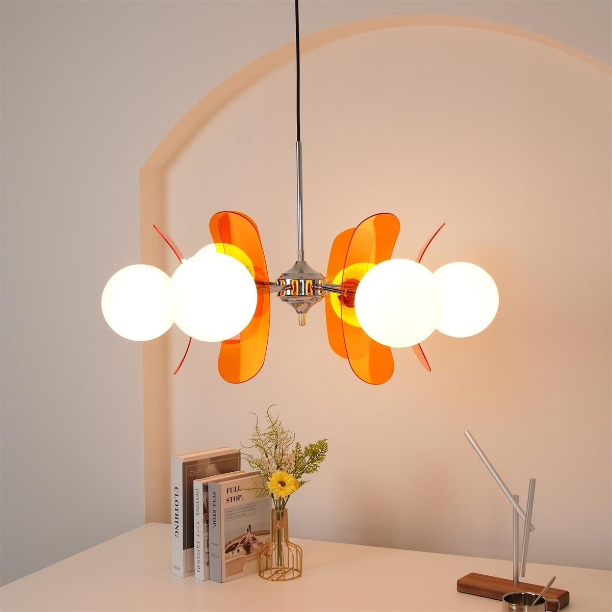 Quay Chandelier Phosphorescent Glass Lampshade