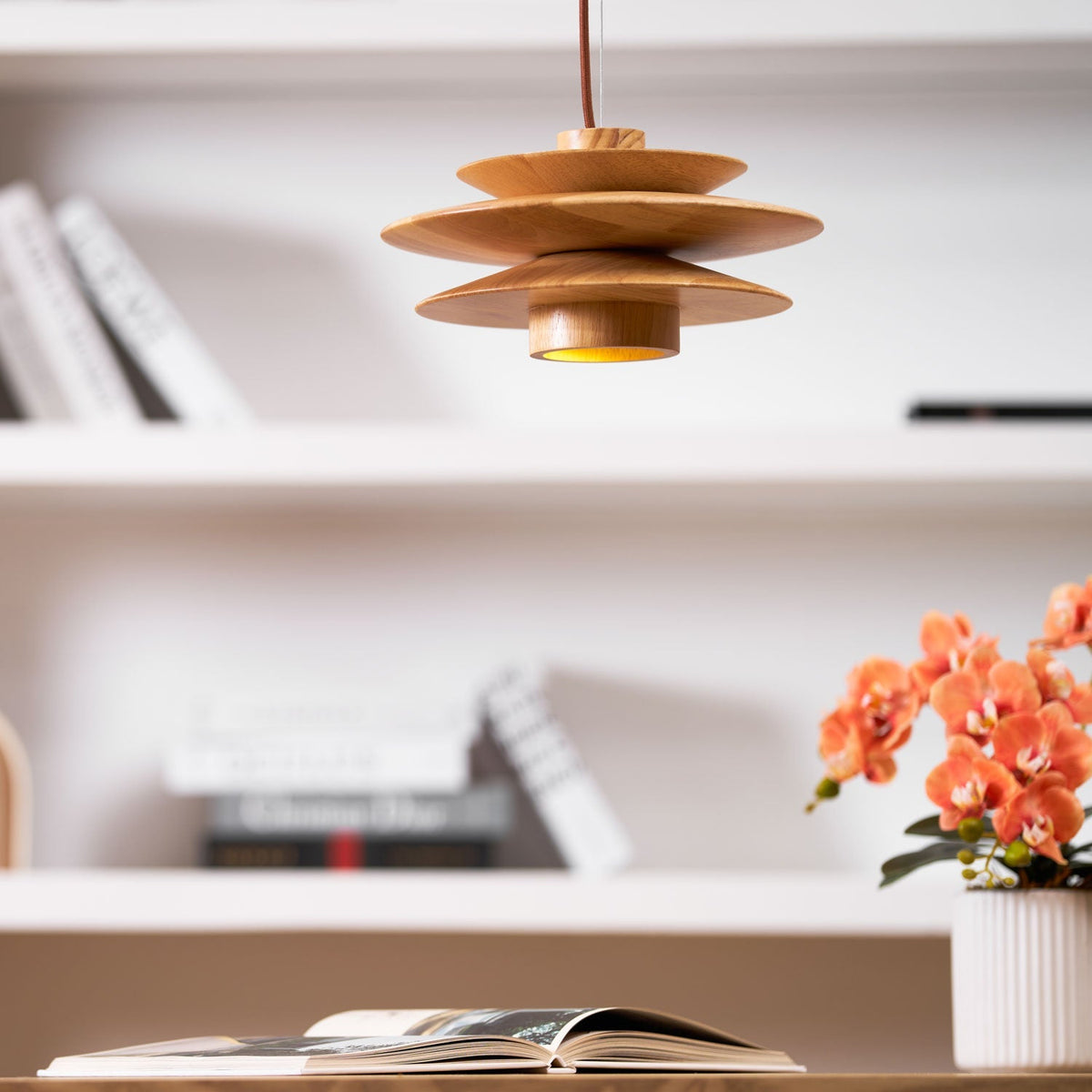 Hoko Wooden Disc Pendant Light