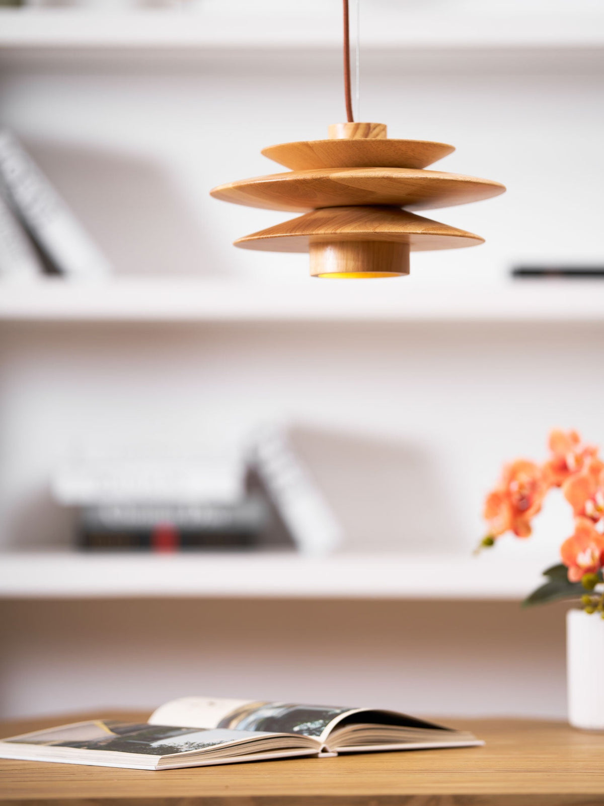 Hoko Wooden Disc Pendant Light