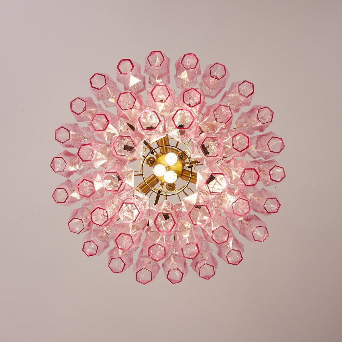 Celenine Chandelier Pink Murano Glass Layered Glam