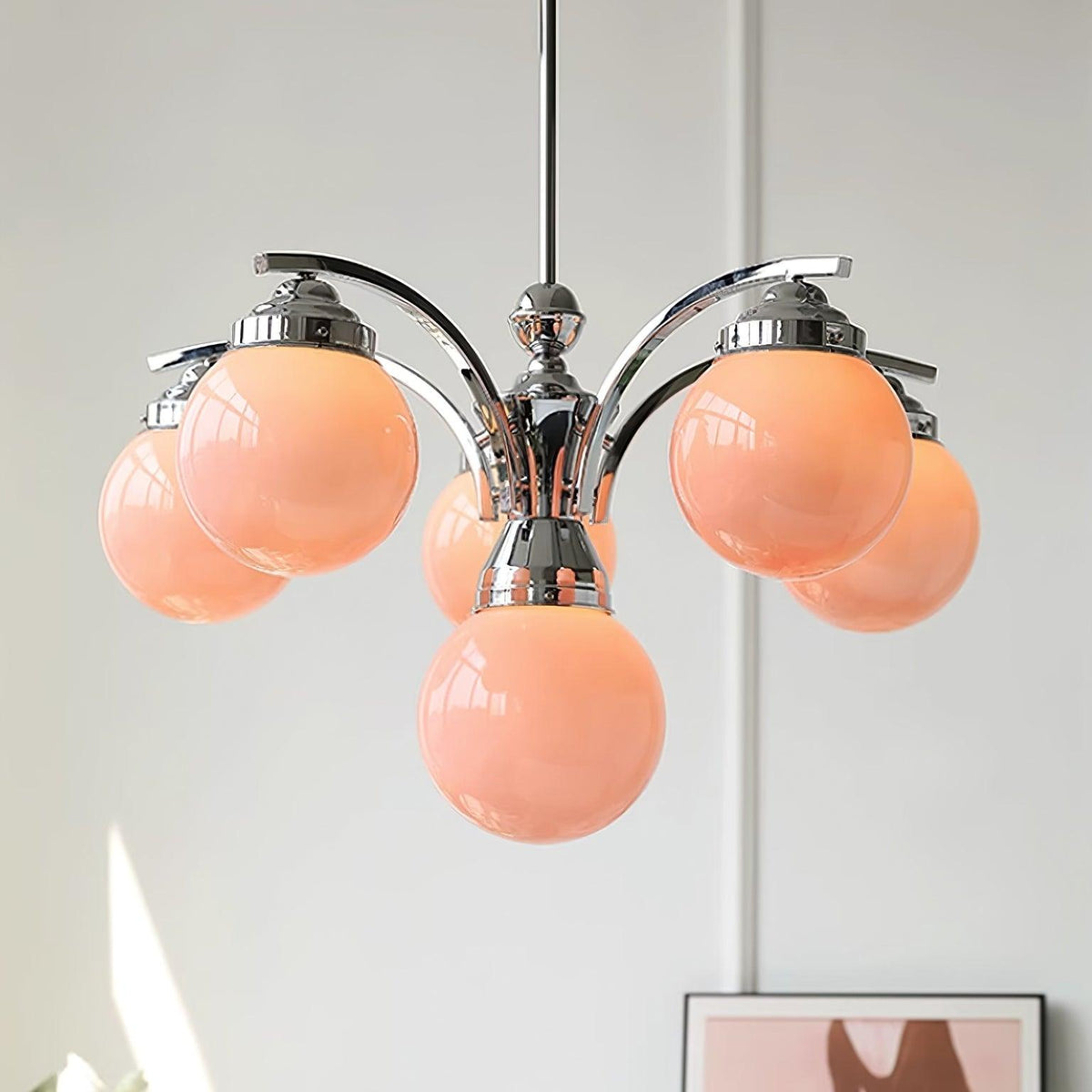 Lioreena Chandelier Pink Glass