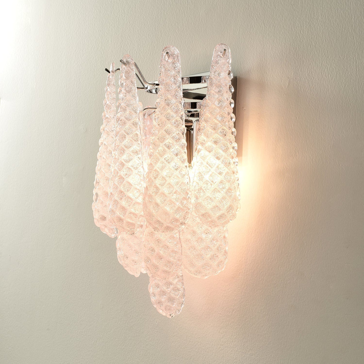 Eirelora Wall Sconce Pink Waffle Glass Modern