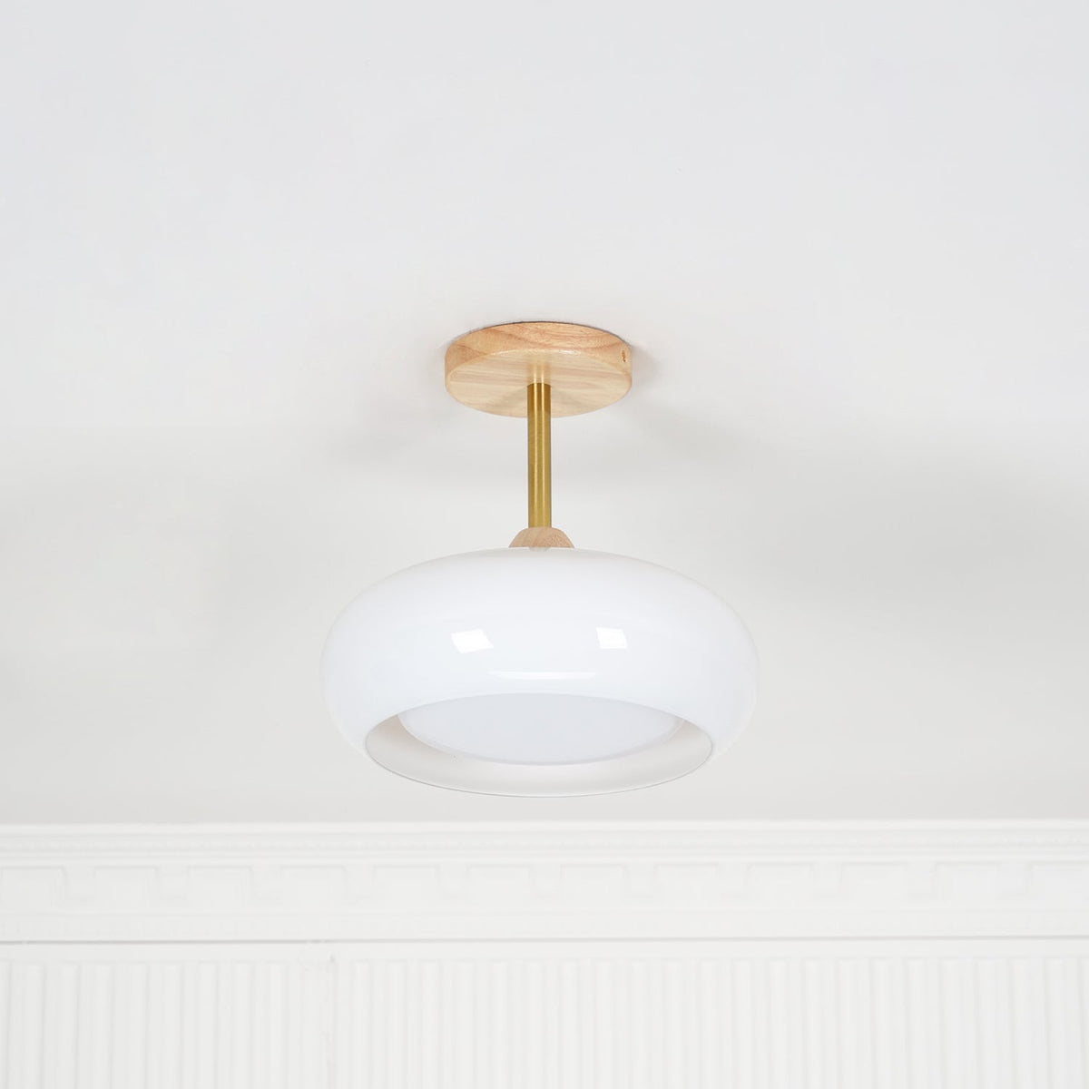 Thalia Flush Mount Ceiling Light Glass Wood &Orange&White