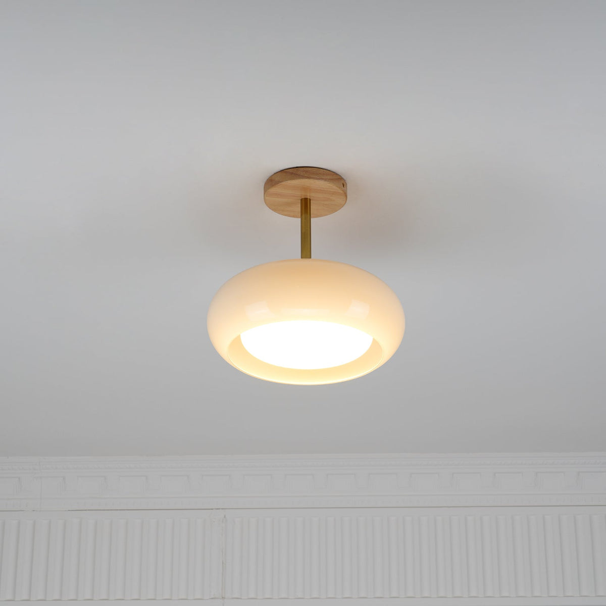 Thalia Flush Mount Ceiling Light Glass Wood &Orange&White