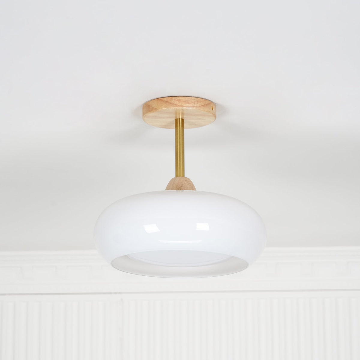 Aldaline Ceiling Lamp Glass and Wood Color Shade