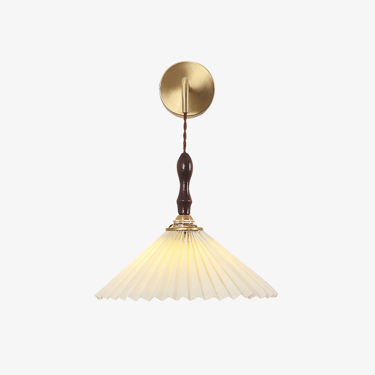 Mordan Premium Elegance Pleated Walnut Wooden Wall Lamp