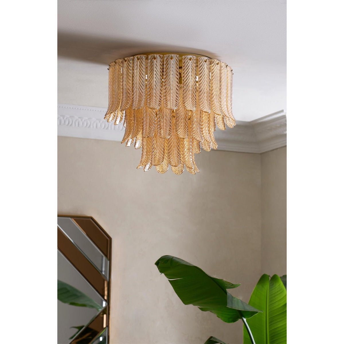 Himio Glass Flush Mount Ceiling Light