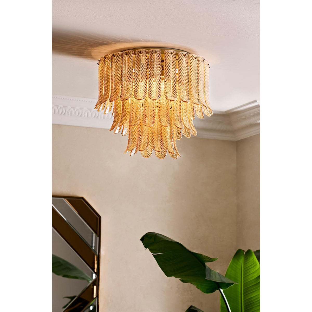 Himio Glass Flush Mount Ceiling Light