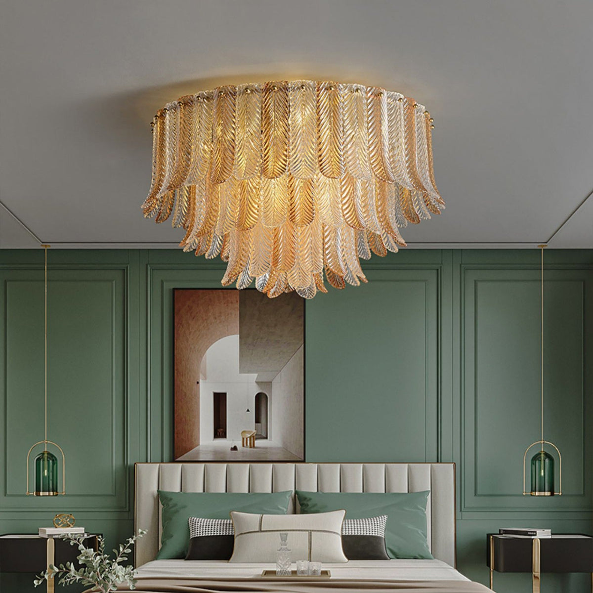 Himio Glass Flush Mount Ceiling Light