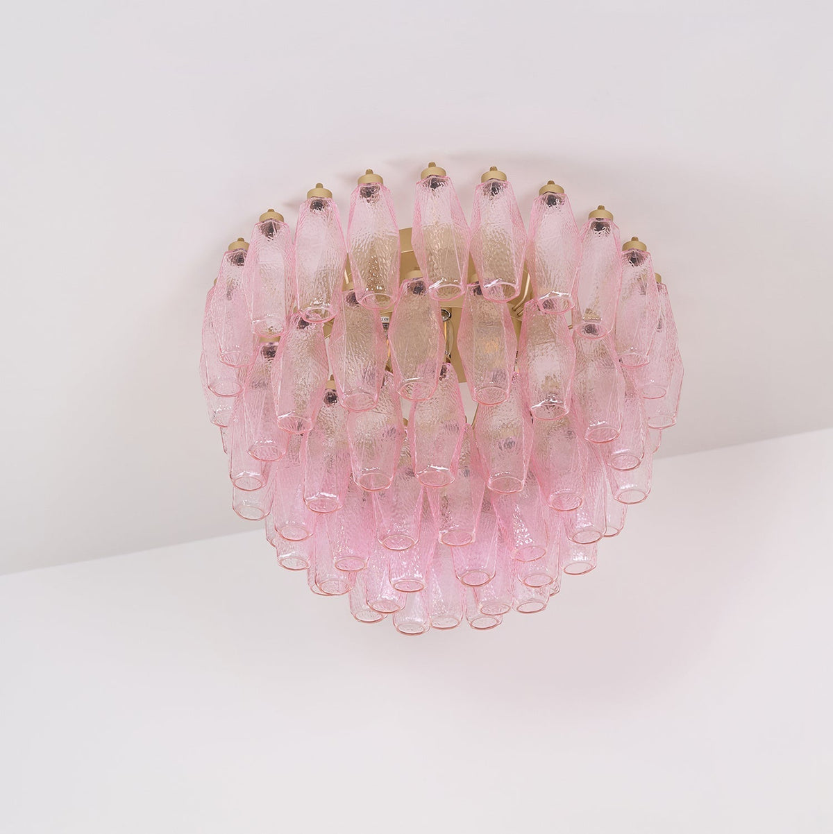 Celelaya Ceiling Lamp Poliedri Pink Murano Glass Layered Flush Mount