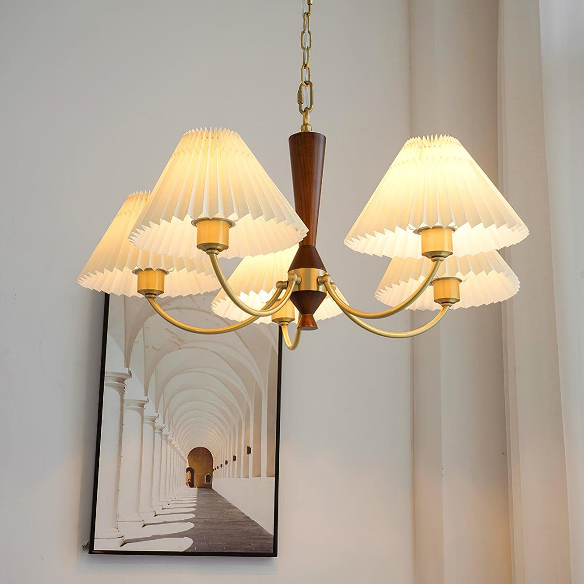 Elaorira Chandelier White Pleated Lampshades