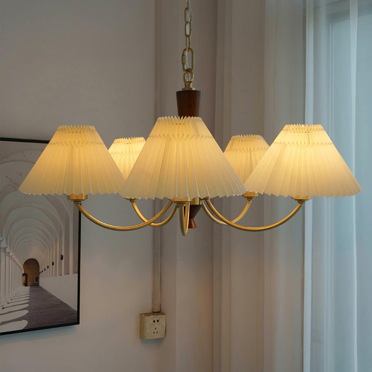 Elaorira Chandelier White Pleated Lampshades