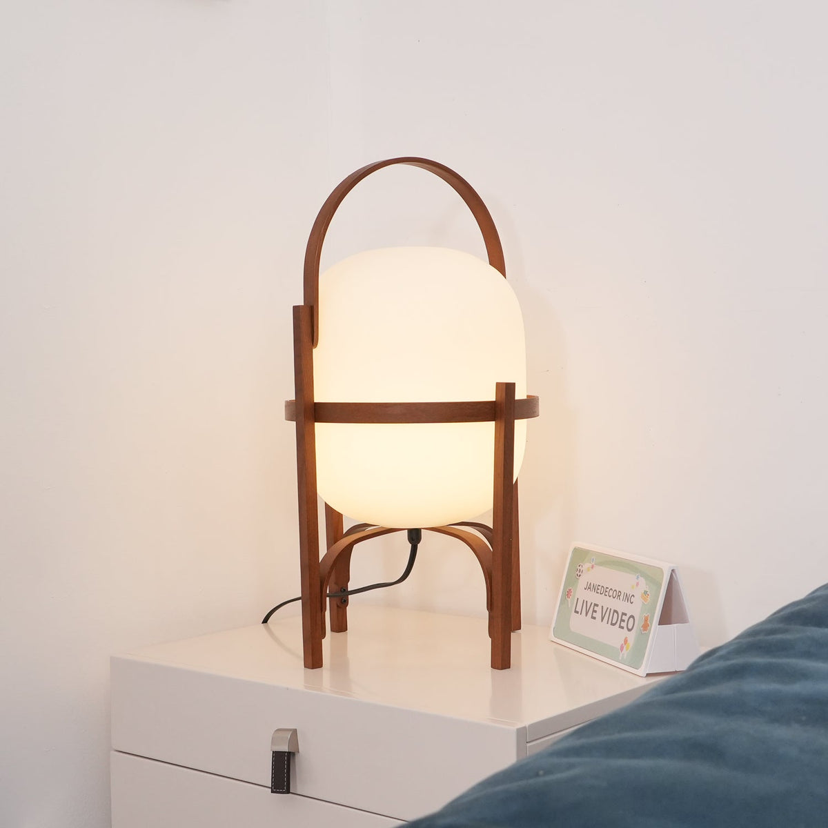Lethra Wood Glass Table Lamp