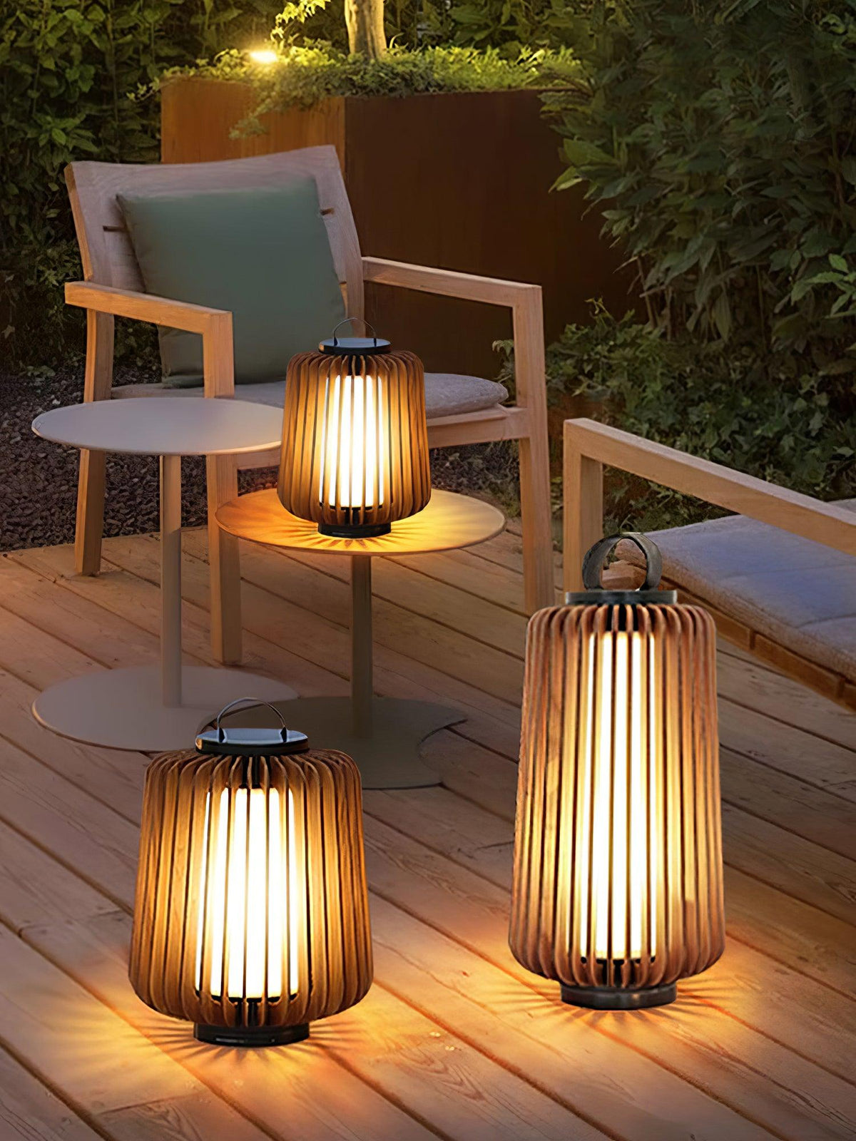 Elvelian Portable Rechargeable Wood Lantern Outdoor Light