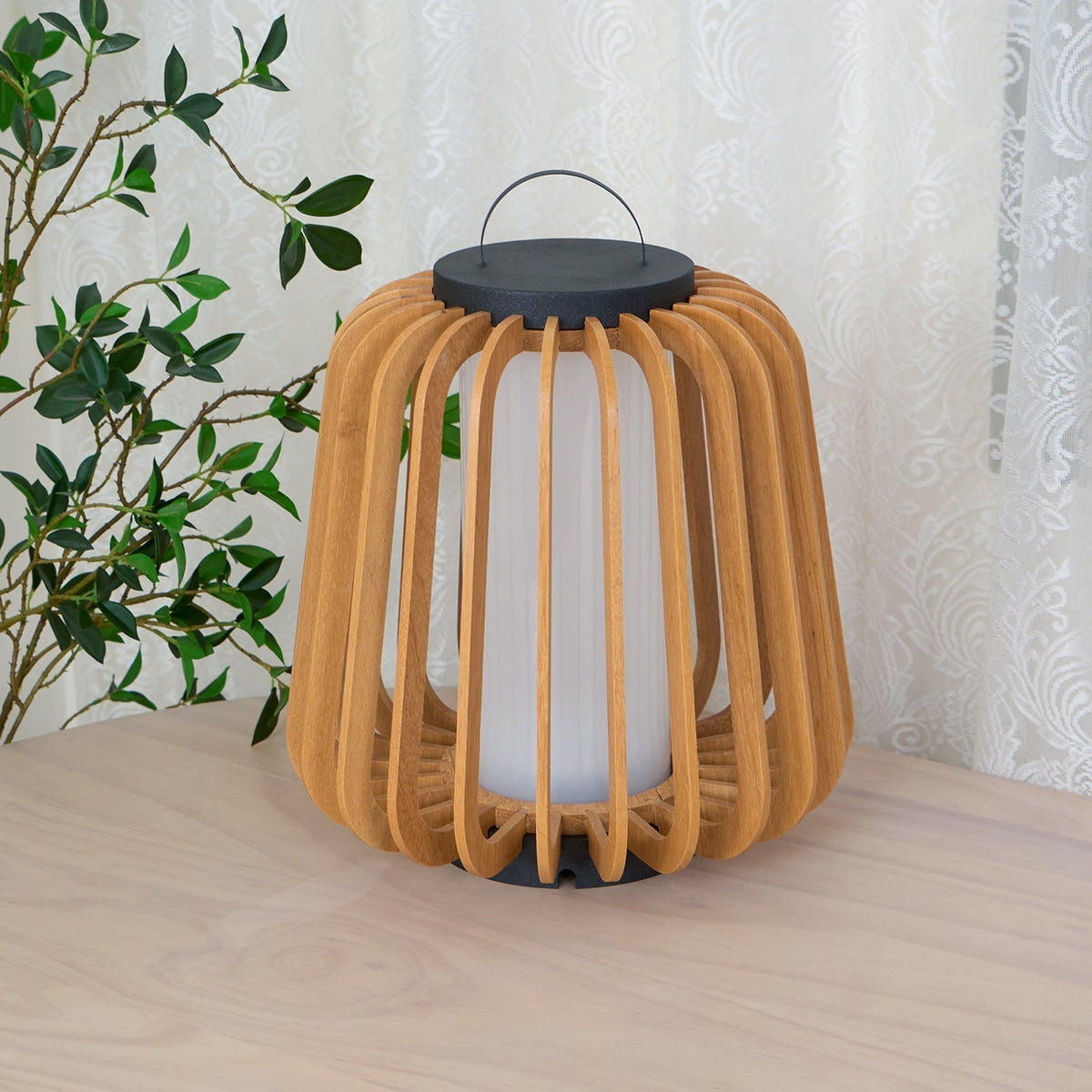 Elvelian Portable Rechargeable Wood Lantern Outdoor Light