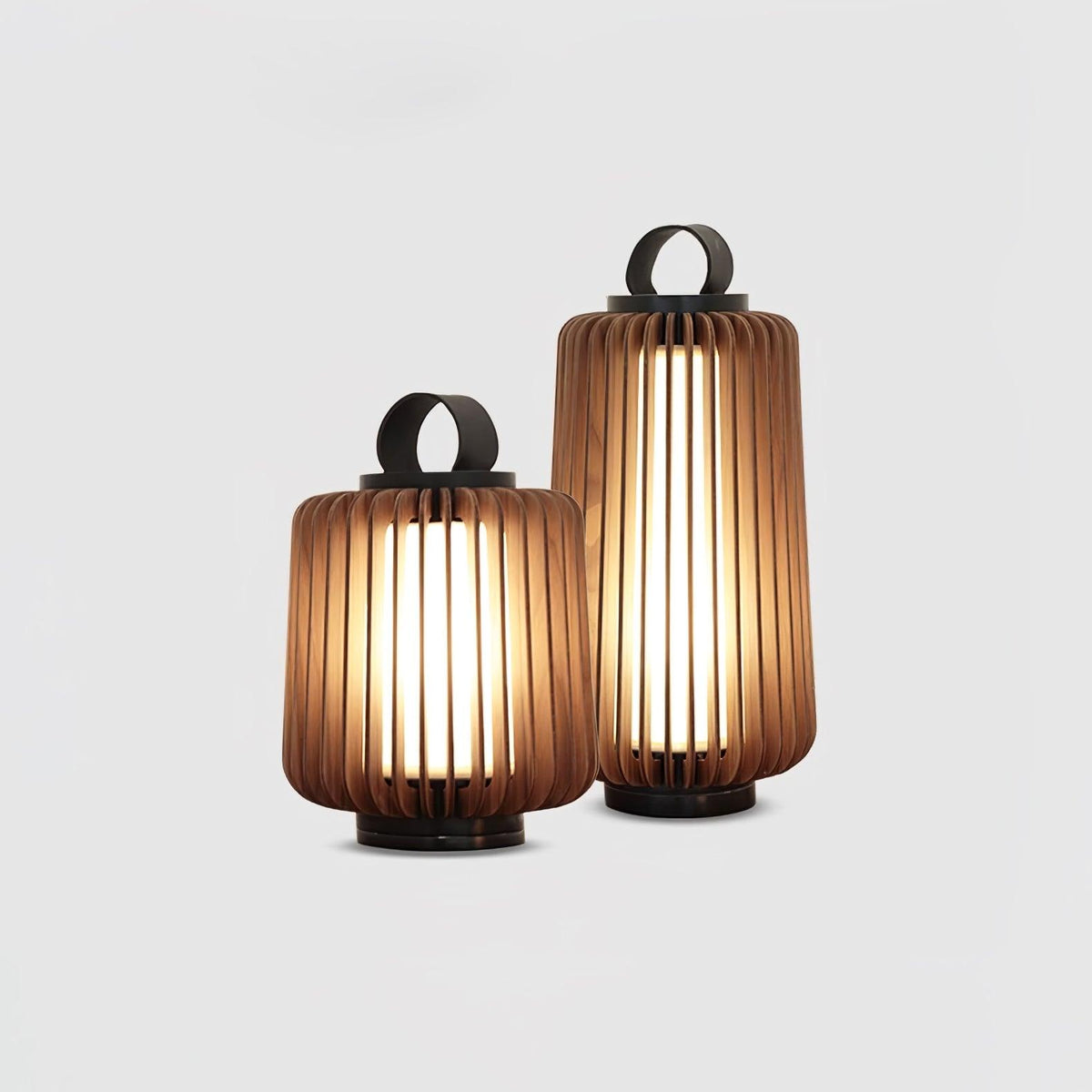 Elvelian Portable Rechargeable Wood Lantern Outdoor Light