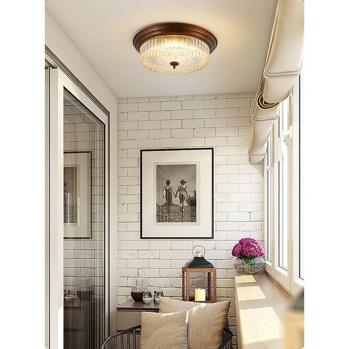 Pokia Crystal Round Flush Mount Ceiling Light