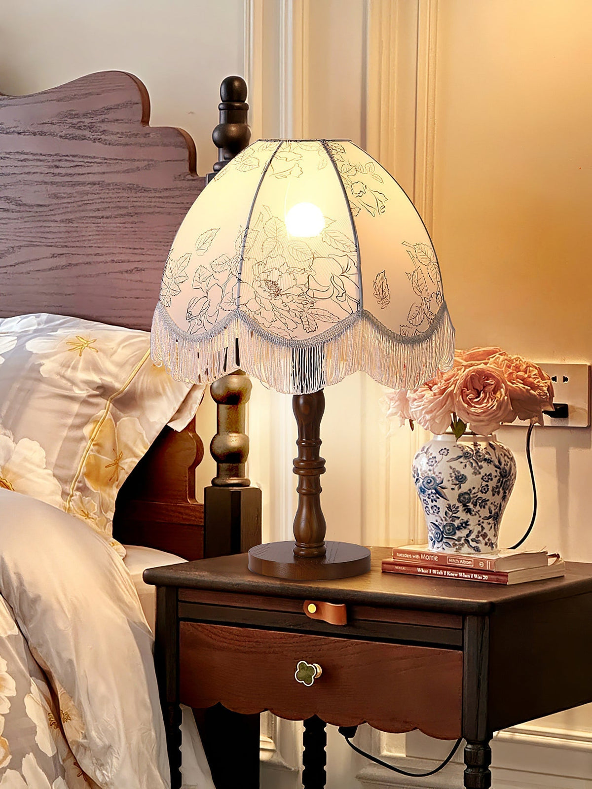 Orlyn Wood Fabric Elegant Table Lamp