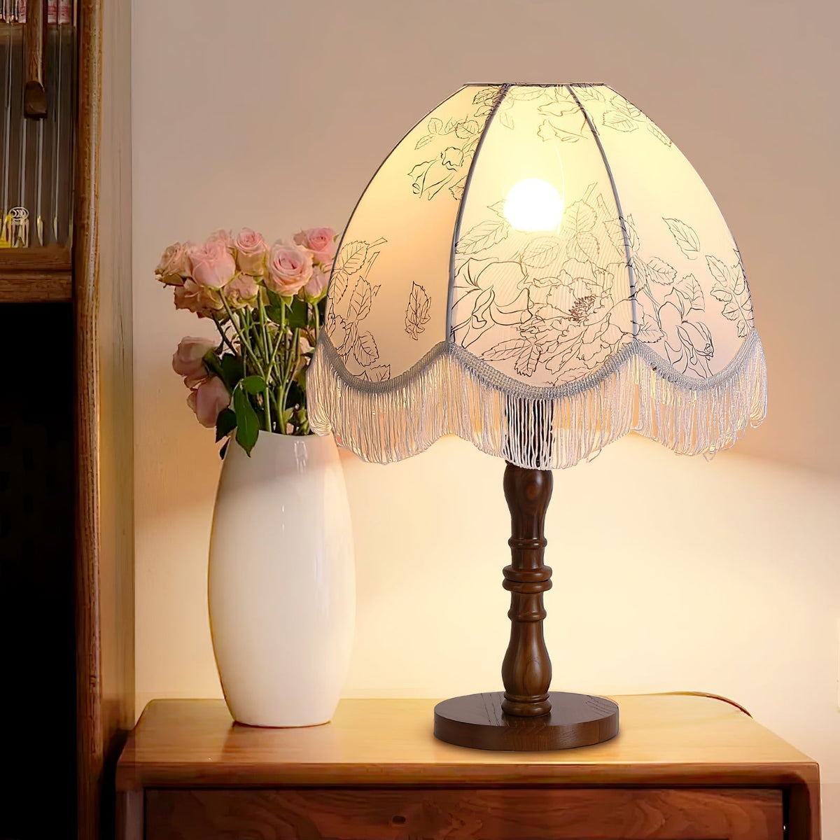 Orlyn Wood Fabric Elegant Table Lamp