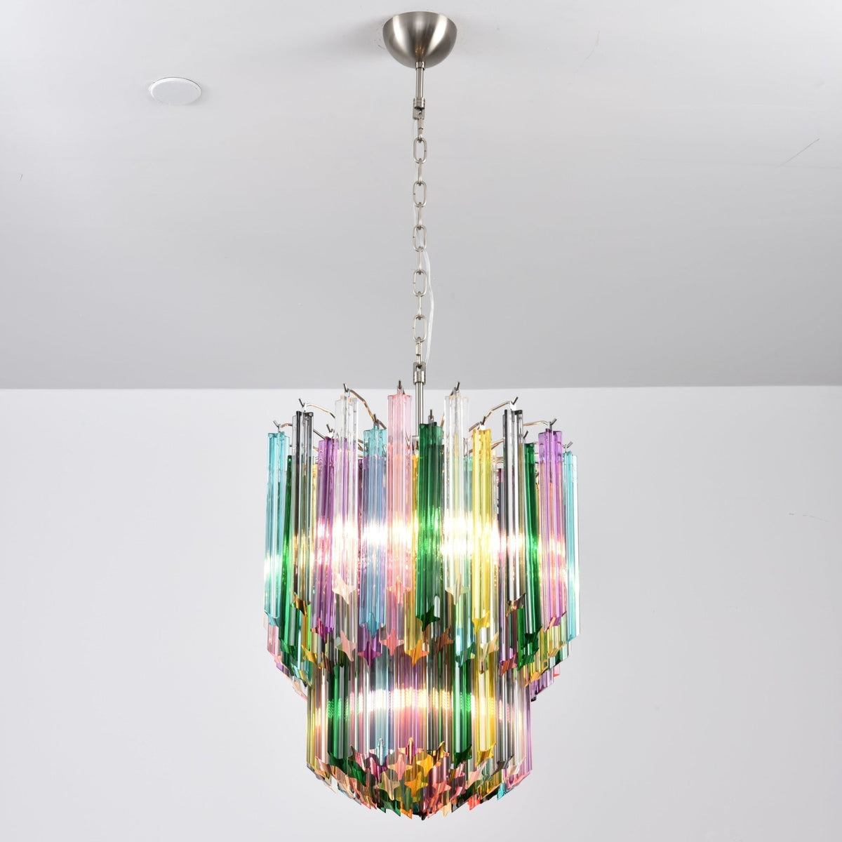 Celorelle Chandelier Murano Glass Colorful Prism