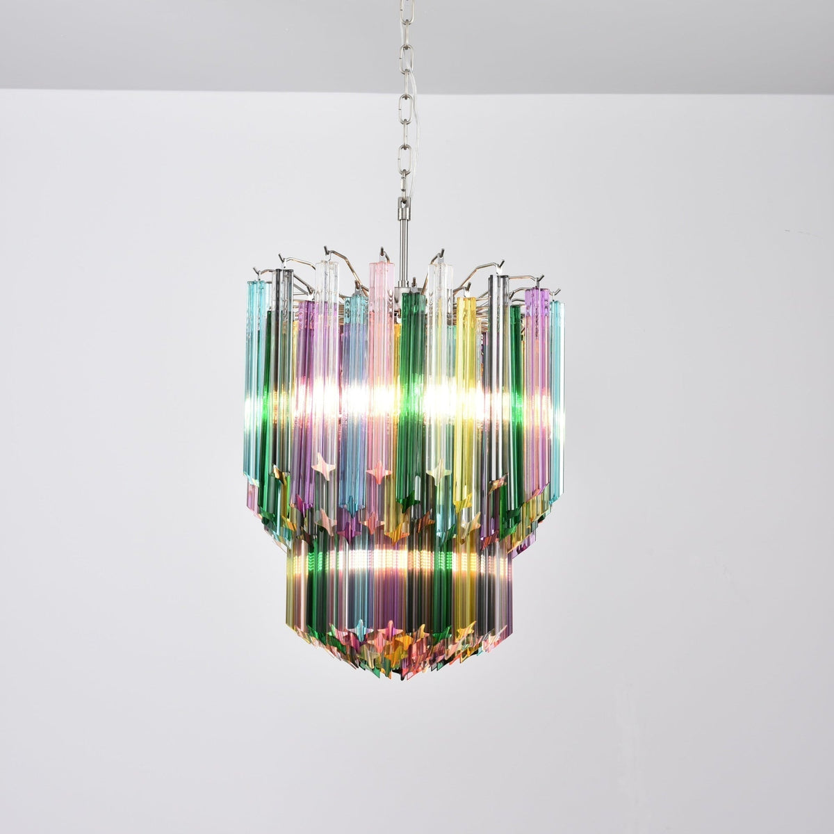 Celorelle Chandelier Murano Glass Colorful Prism