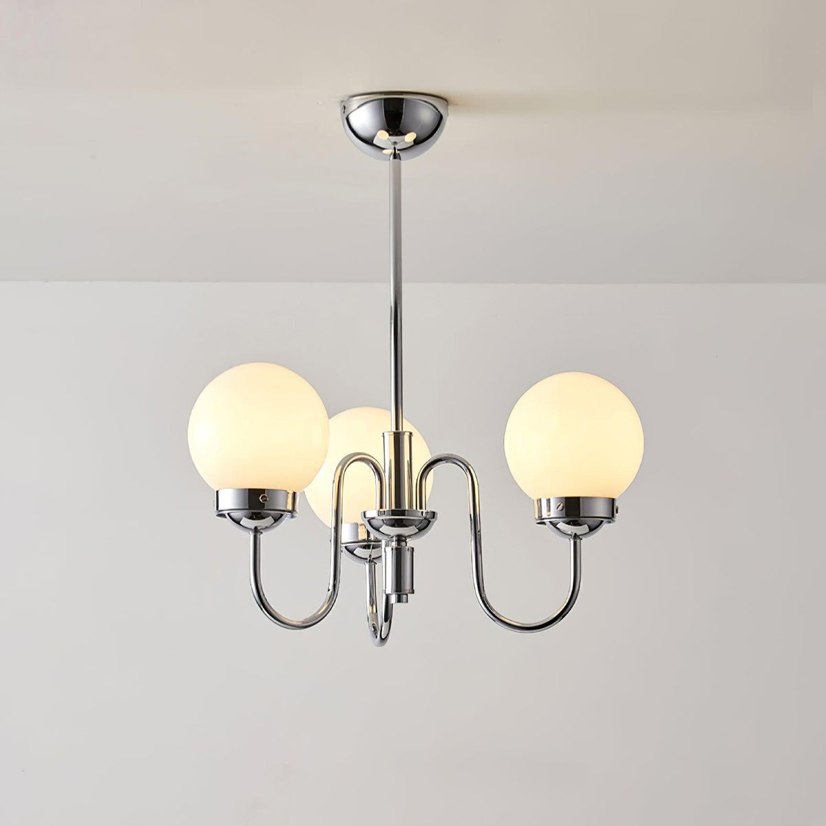 Dostor Chandelier Globe Chrome Curved Arm