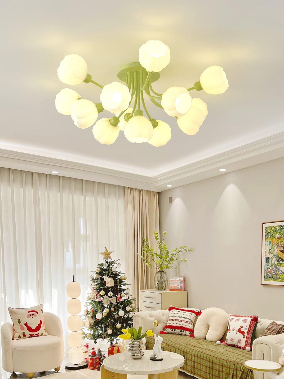 Zenorarae Elegance Matcha Glass Ceiling Lamp