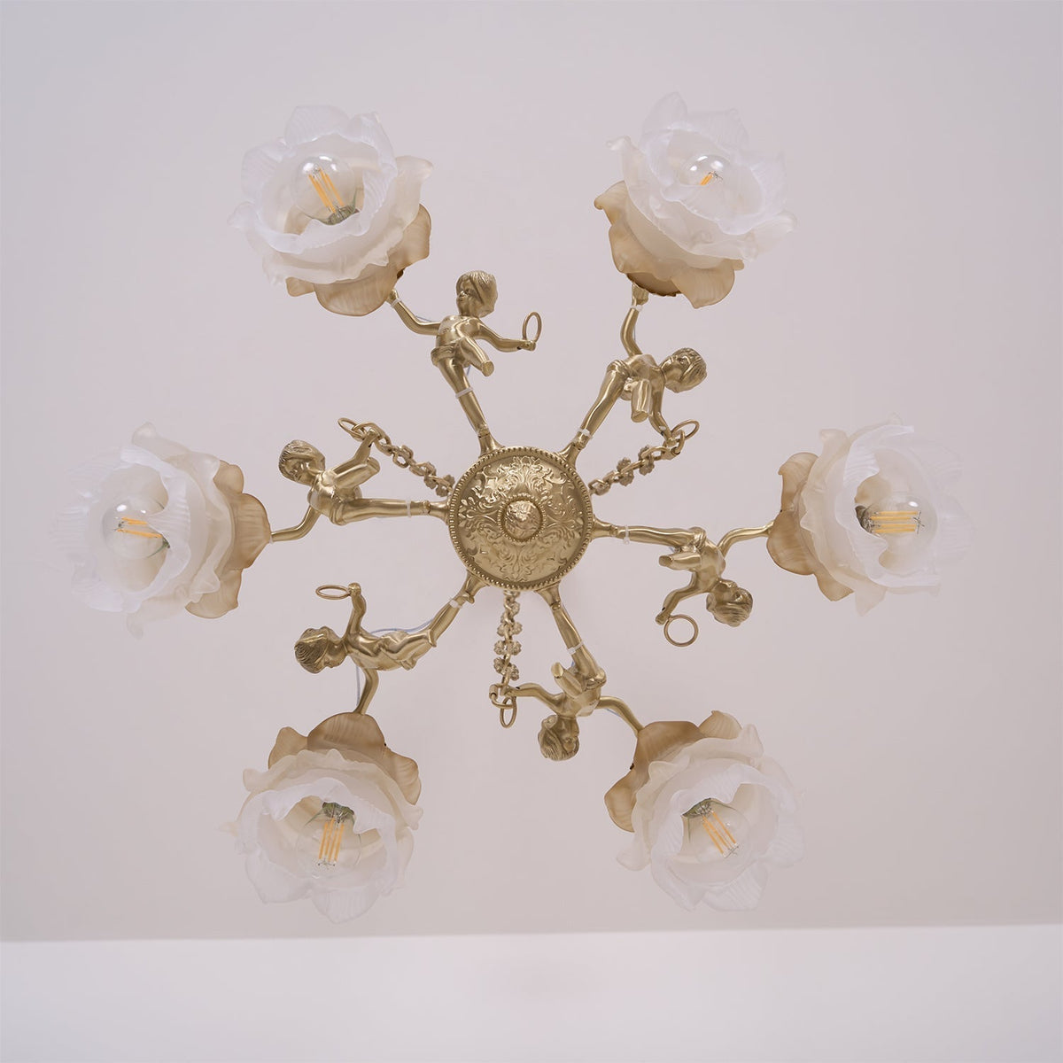 Solisira Chandelier Brass Suspension Floral Vintage