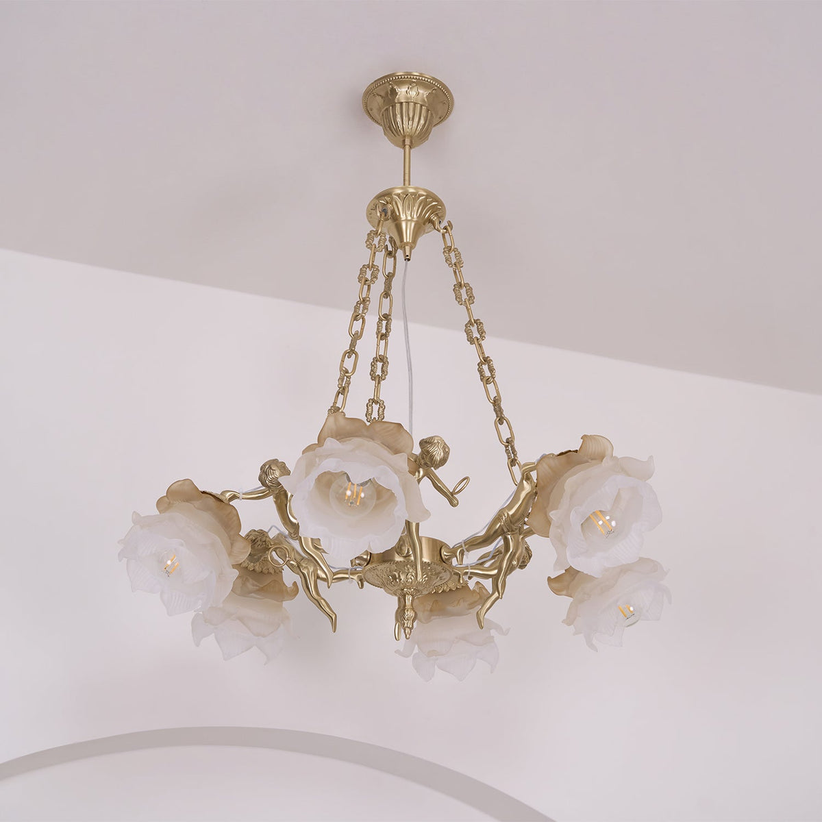 Solisira Chandelier Brass Suspension Floral Vintage