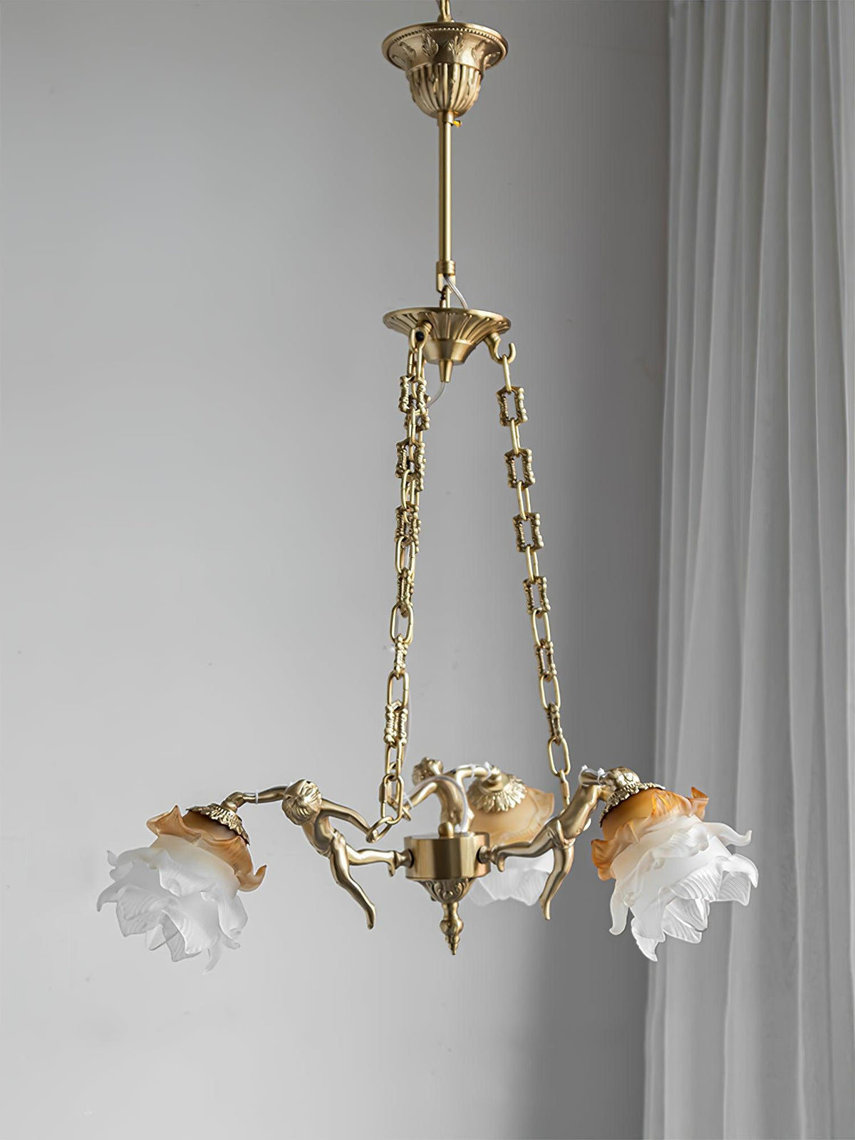 Solisira Chandelier Brass Suspension Floral Vintage