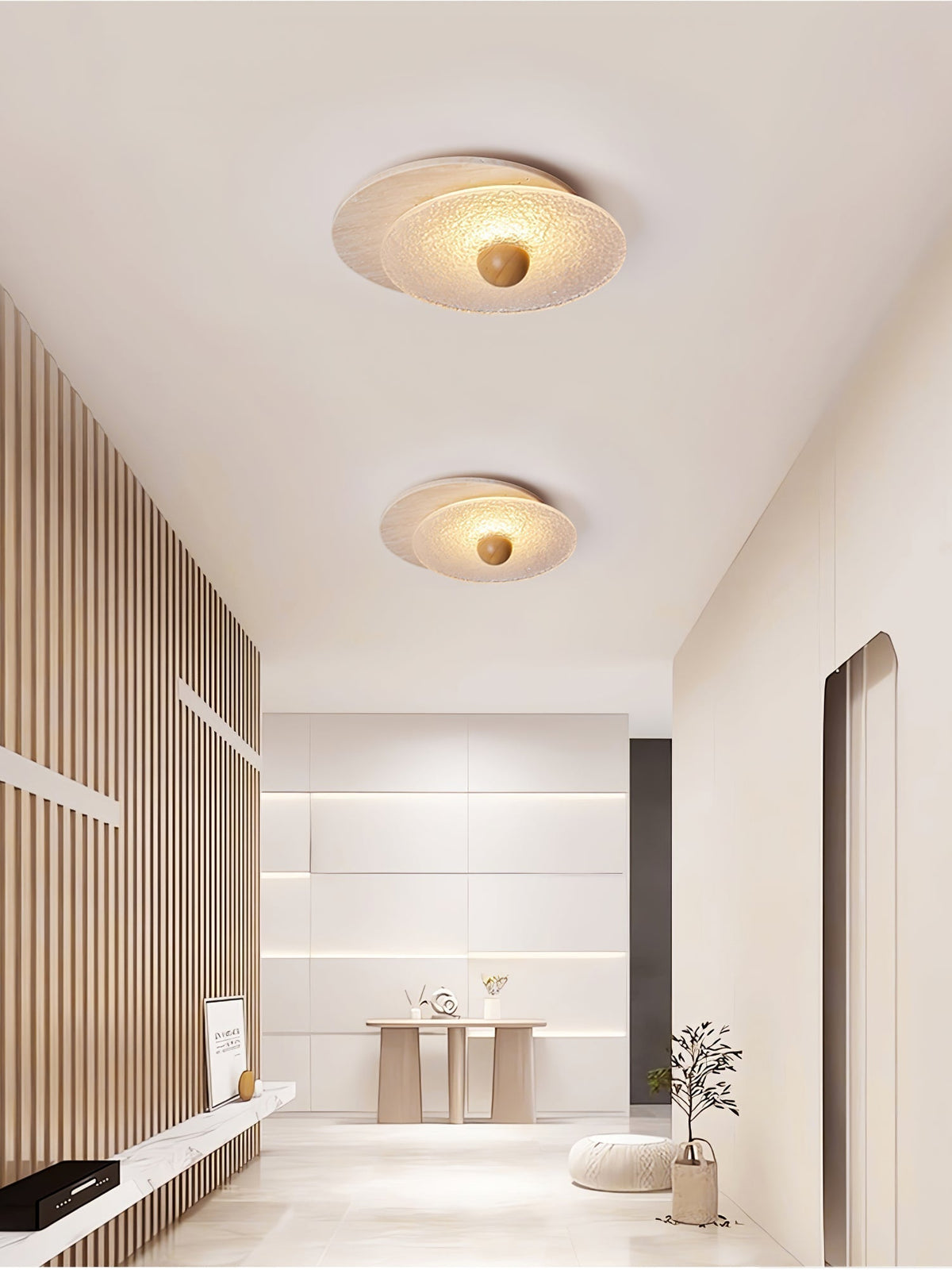 Keth Circular Travertine Ceiling Light / Wall Light