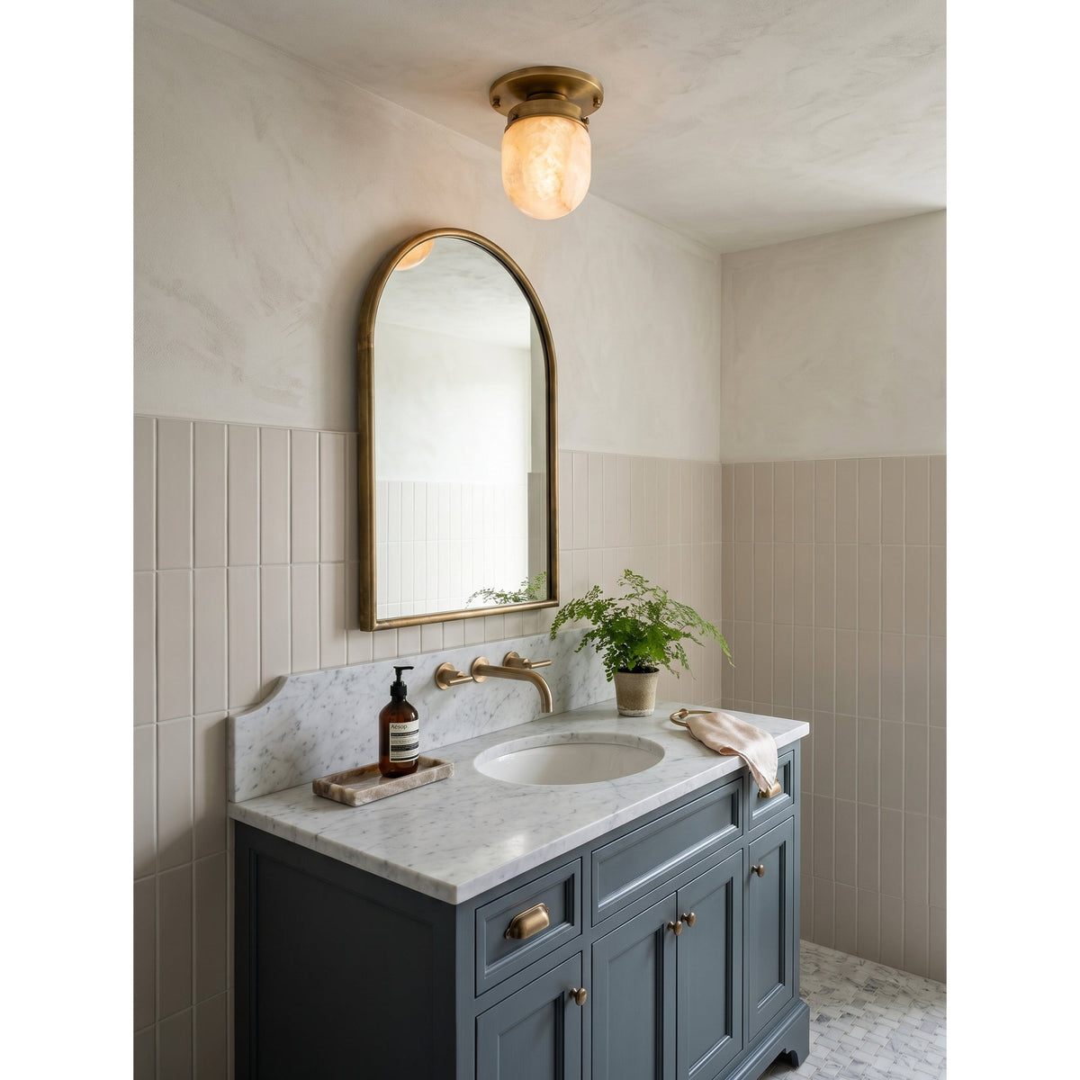 Dinoa Shaped Alabaster Flush Mount Ceiling Light