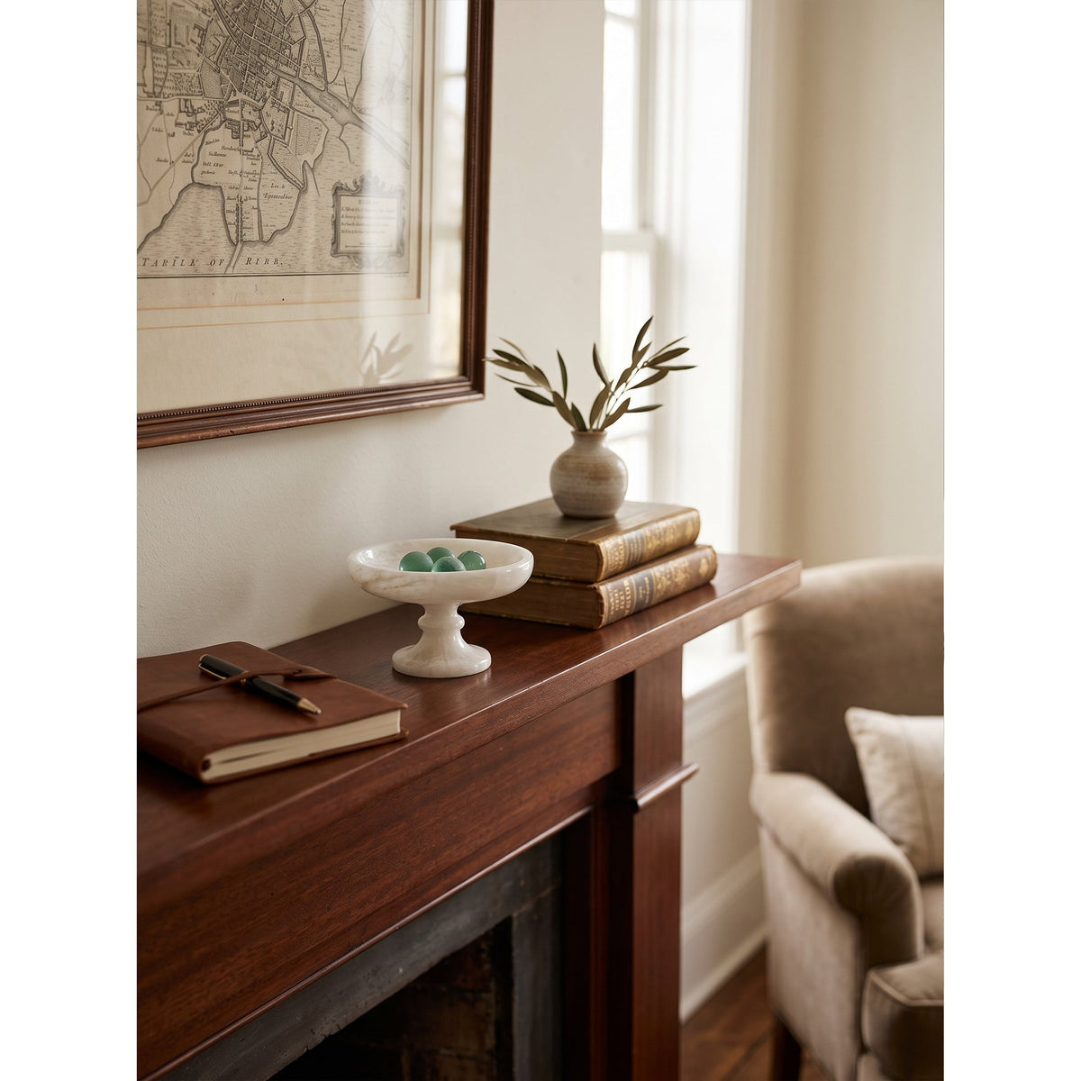 Henswick White Onyx Pedestal Bowl