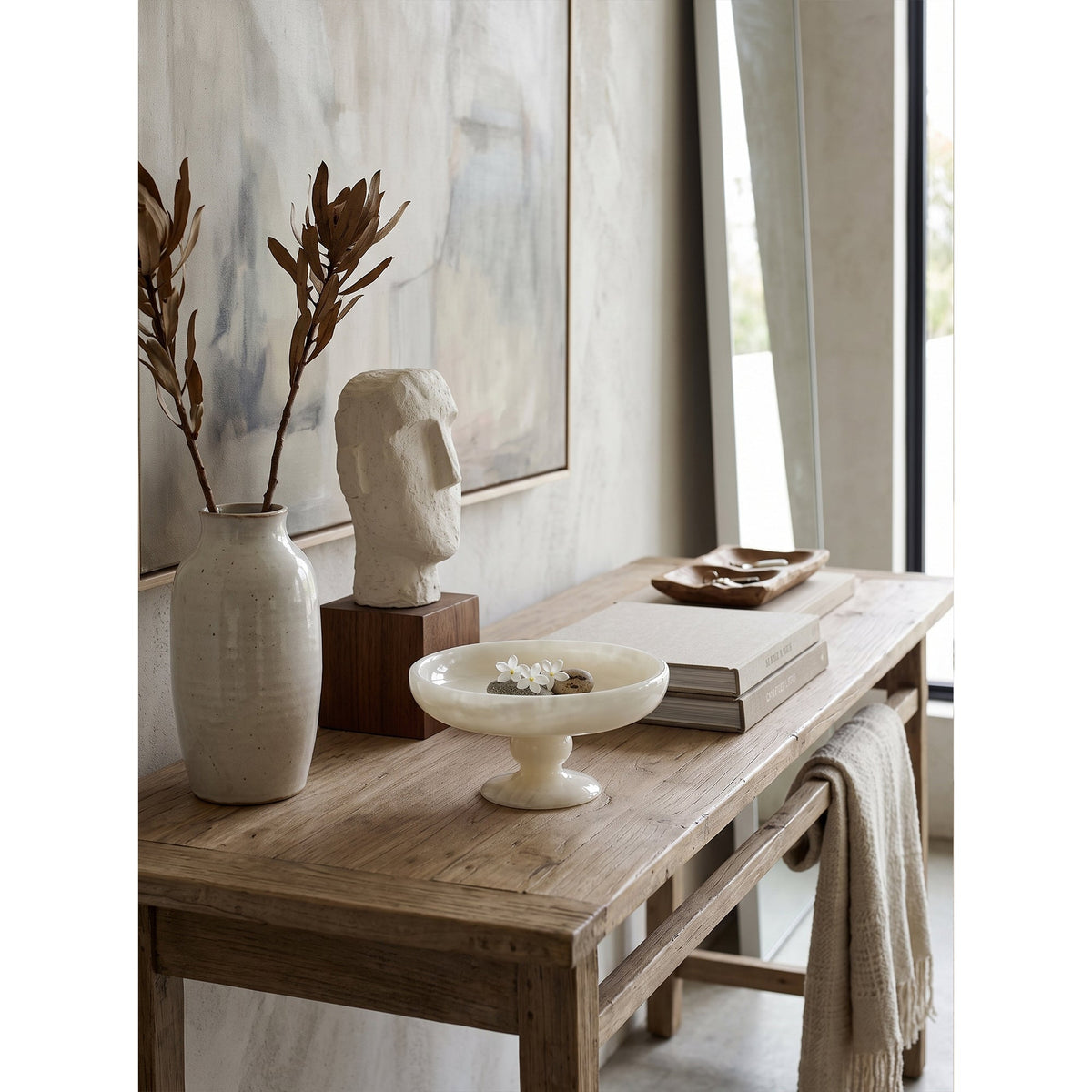 Henswick White Onyx Pedestal Bowl