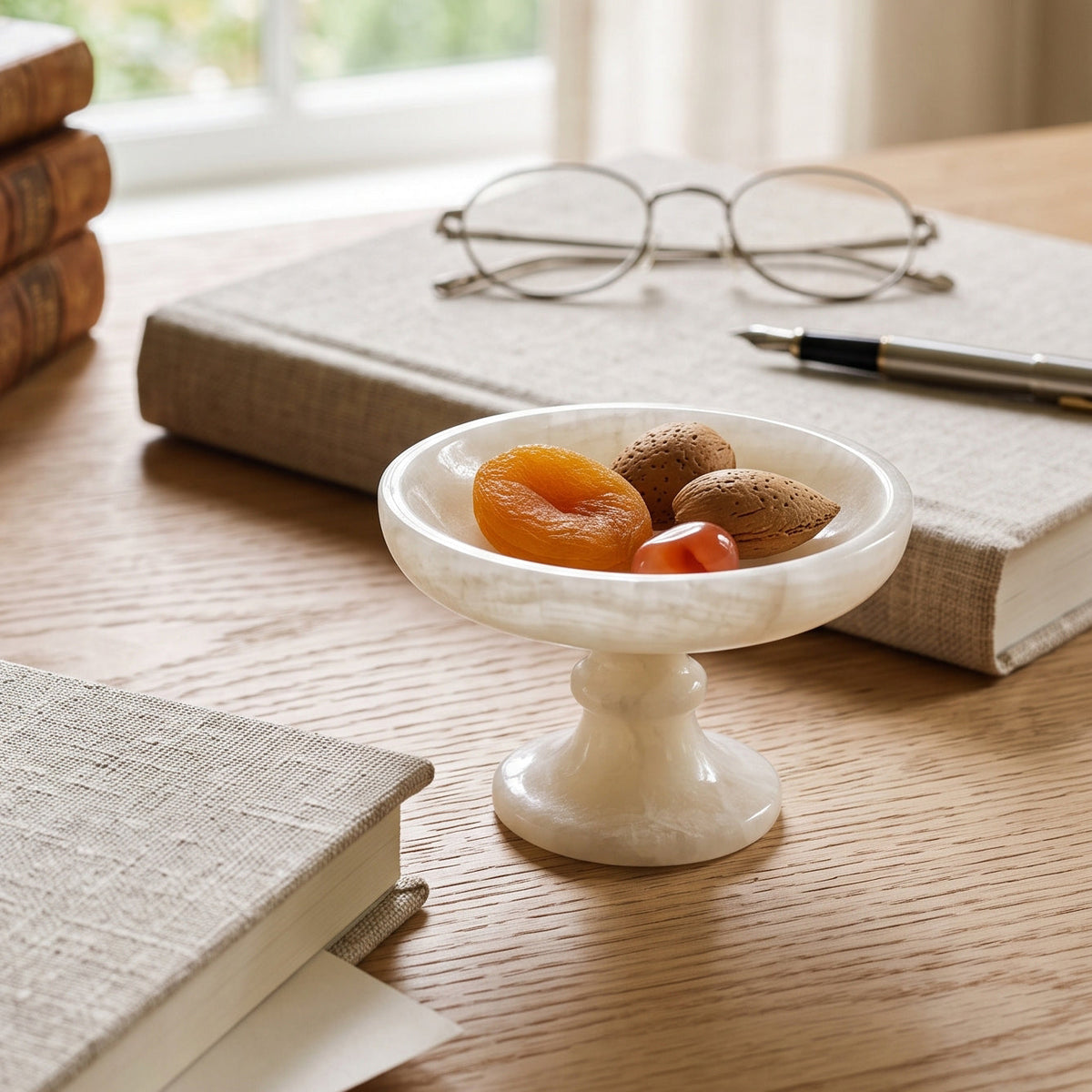 Henswick White Onyx Pedestal Bowl