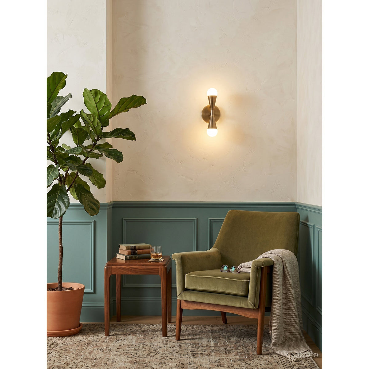Karma Elvior Brass Double Wall Sconce