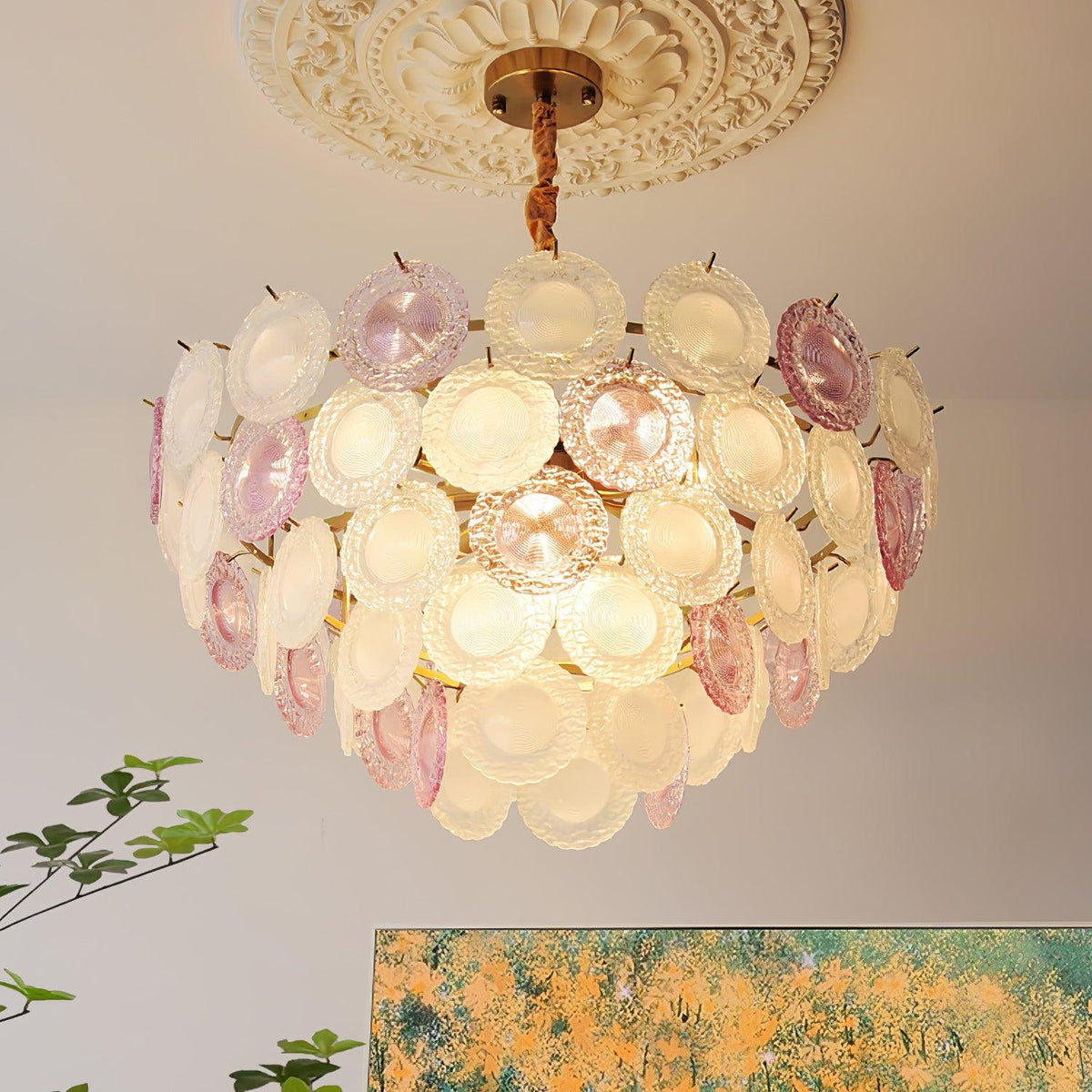 Celinine Chandelier Glass Disc Layered Playful
