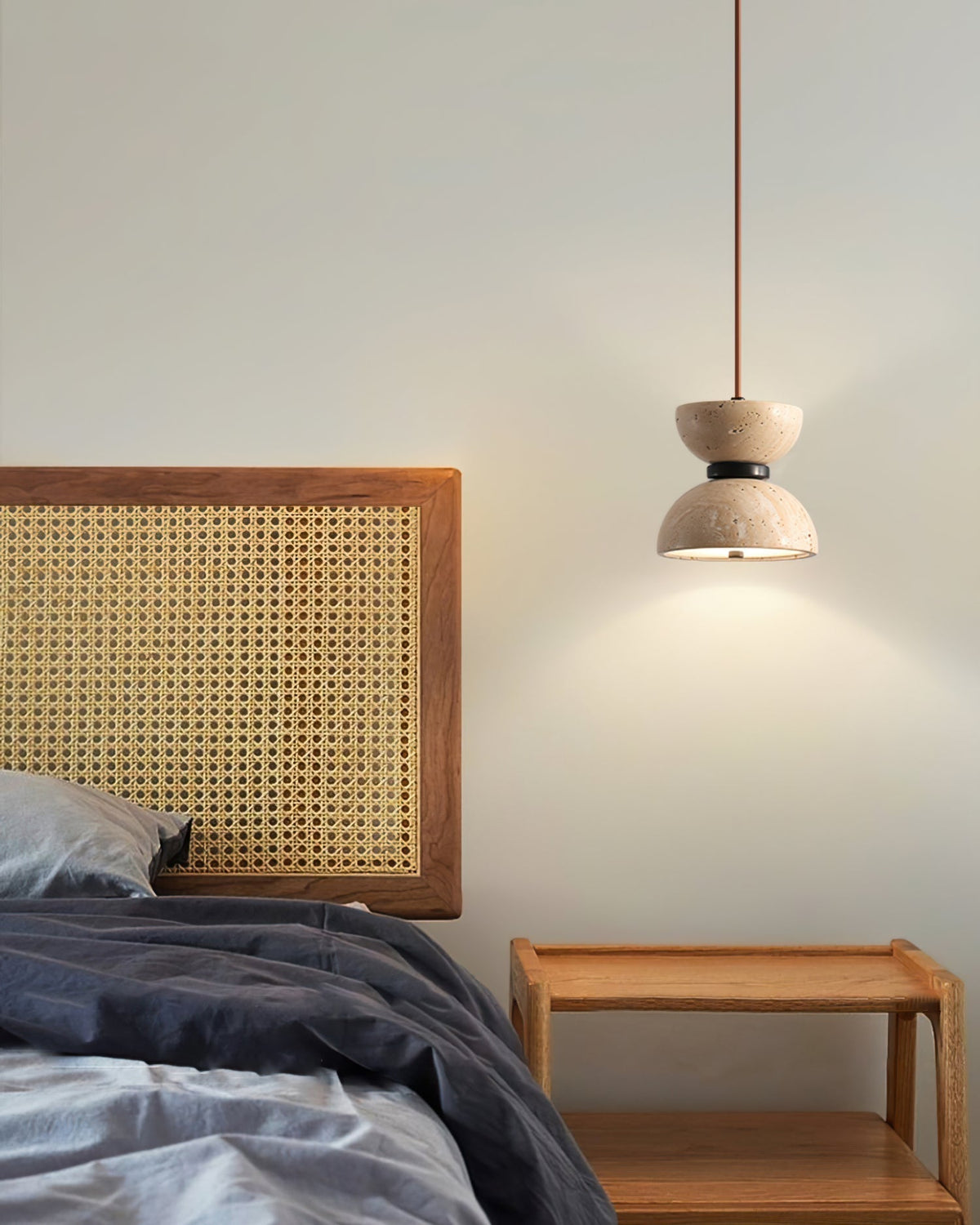 Tersus Travertine Hourglass Pendant Light Double-dome