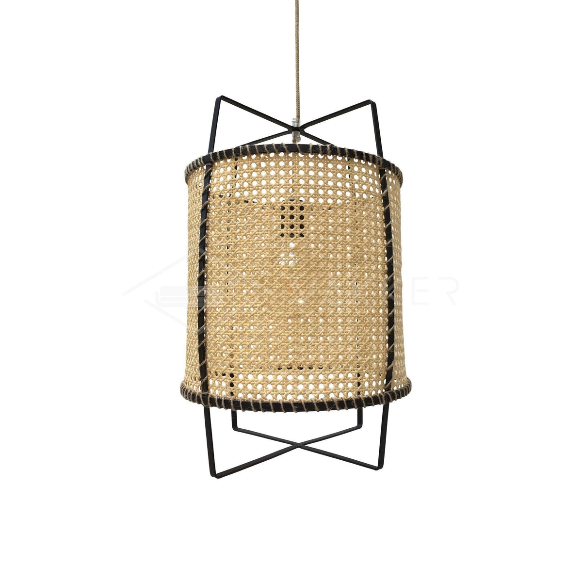 Kevis Pendant Lamp Rattan Cane Frame Industrial