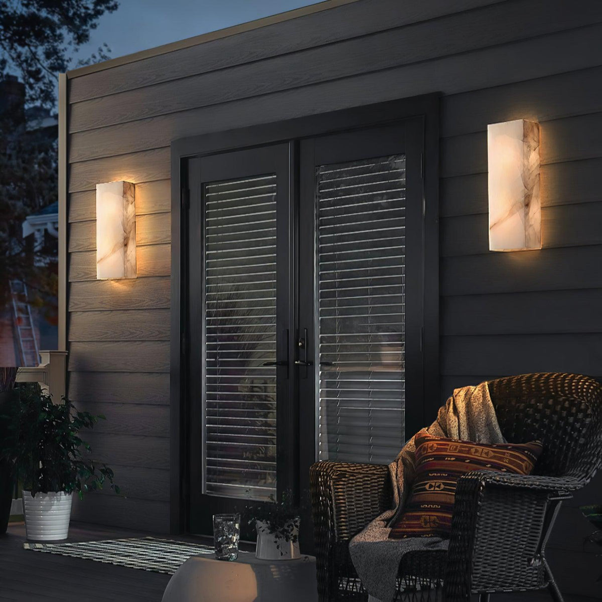 Eirivise Minimalist Alabaster Outdoor Wall Light
