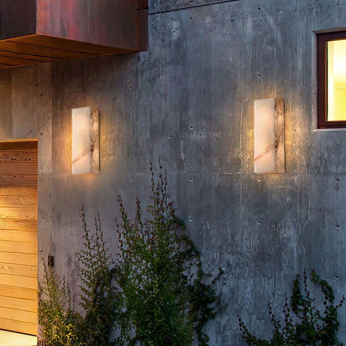 Eirivise Minimalist Alabaster Outdoor Wall Light