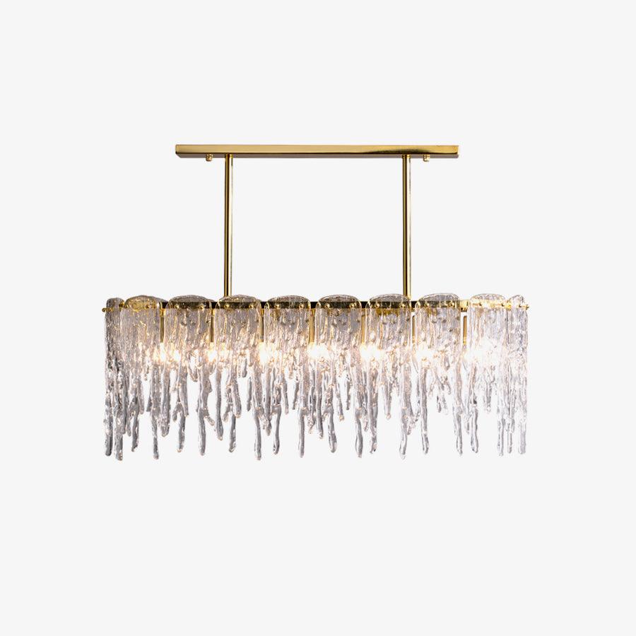 Cathaa Postmodern Luxury Rectangular Icicle Glass Crystal Chandelier