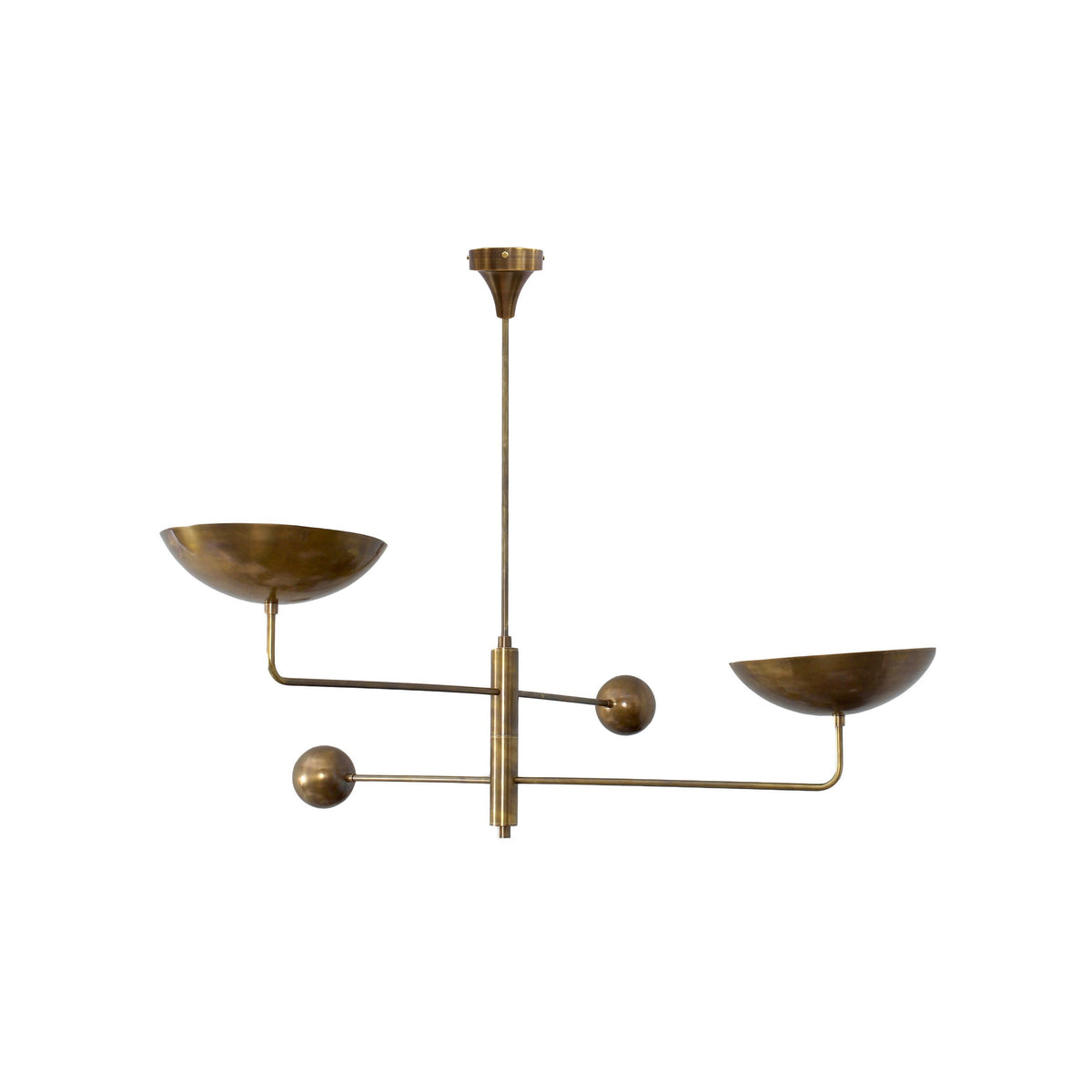 Vela Brass two-head ceiling chandelier
