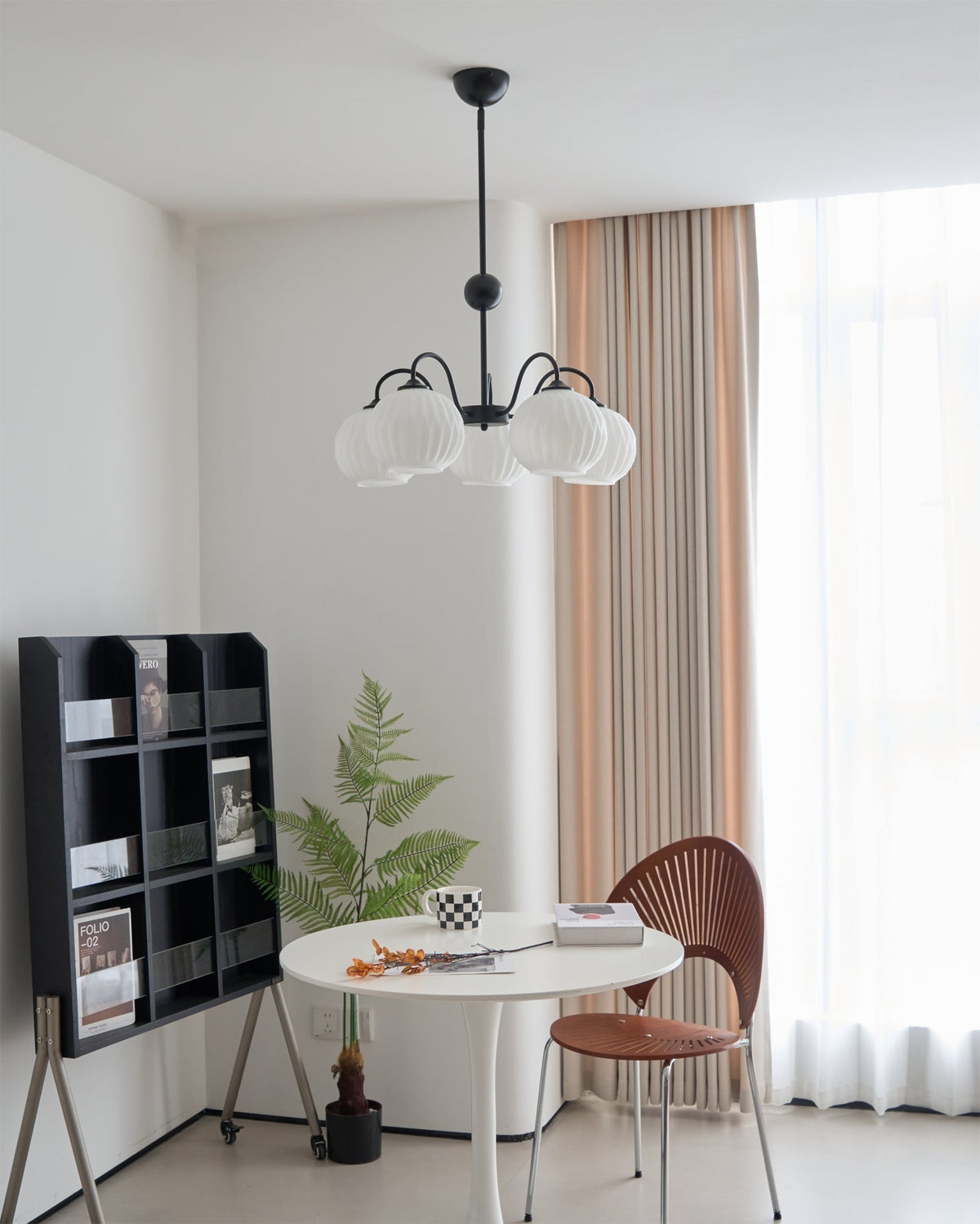 Velaaria Chandelier Green Ribbed Glass Modern 8-Light