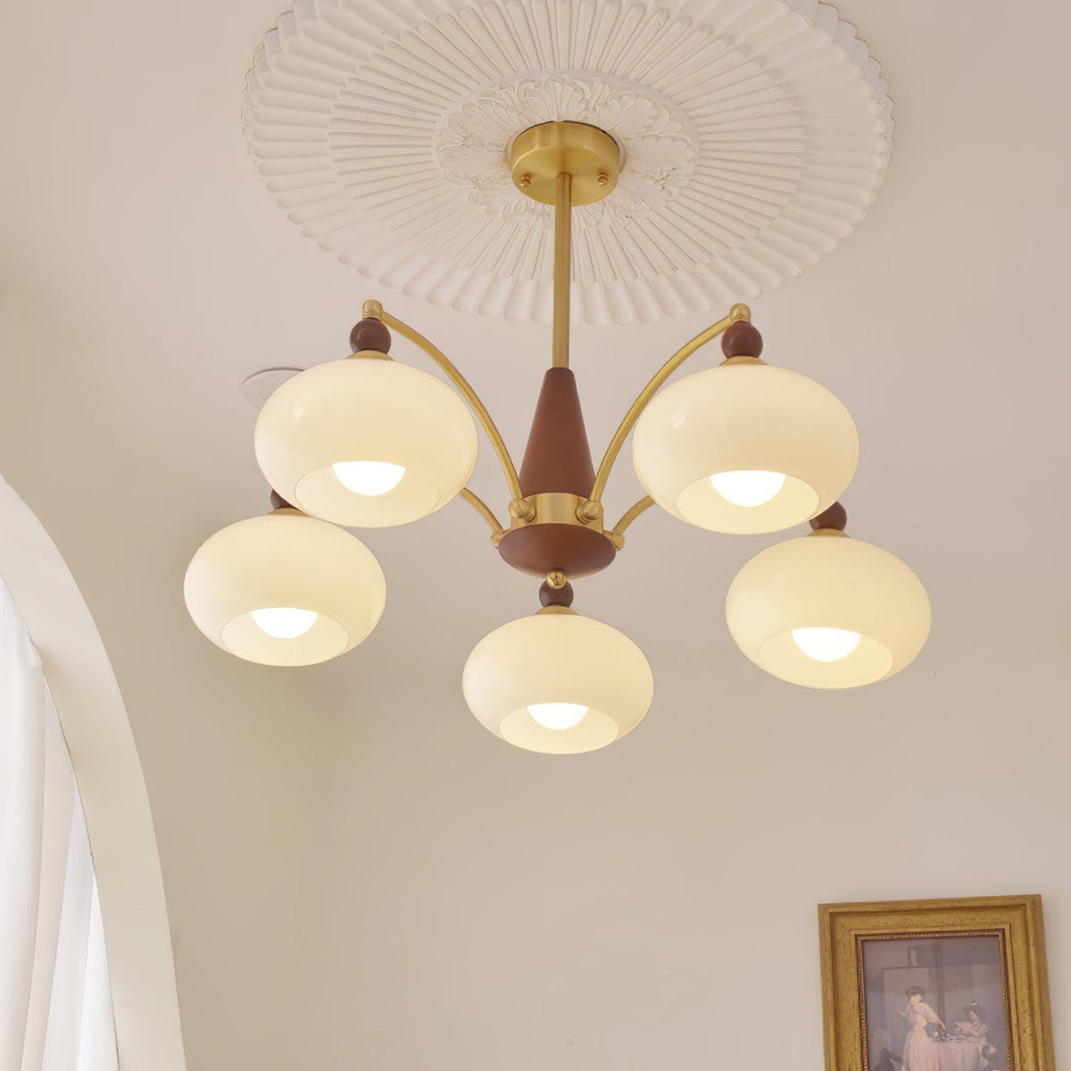 Vevely Pendant Lamp Retro Yellow Glass Brass