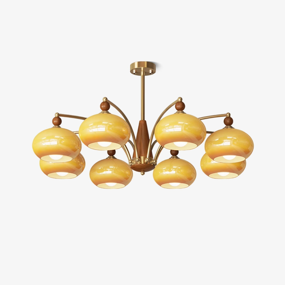 Vevely Pendant Lamp Retro Yellow Glass Brass